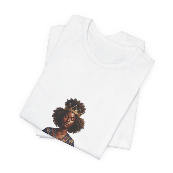 Afrocentric Queen Meditation T‑Shirt – Black Woman Crowned in Traditional Robe