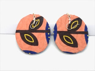 Fabric Round Earrings - Kente Designs